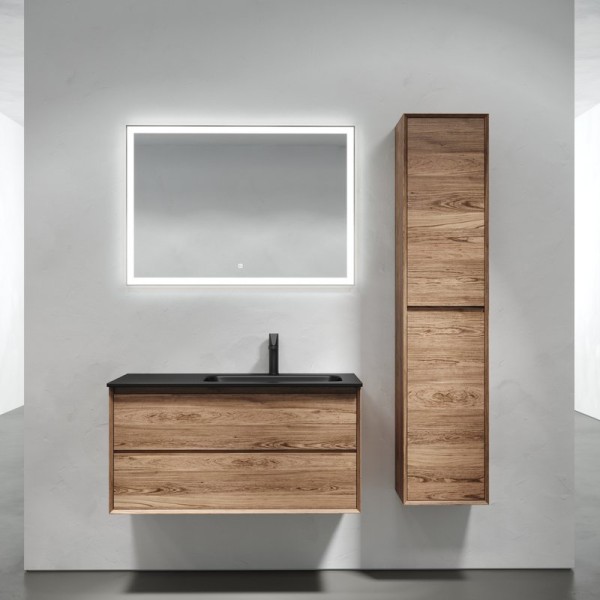 Мебель для ванной комнаты Sancos Marmi 2.0 100 R черная раковина, дуб чарльстон