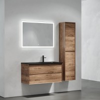 Мебель для ванной комнаты Sancos Marmi 2.0 100 R черная раковина, дуб чарльстон