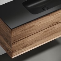 Мебель для ванной комнаты Sancos Marmi 2.0 100 R черная раковина, дуб чарльстон