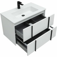 Мебель для ванной комнаты Allen Brau Reality 80 подвесная, белый матовый, раковина Fantasy Flat 82x47, без перелива, белая