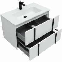Мебель для ванной комнаты Allen Brau Reality 80 подвесная, белый матовый, раковина Fantasy Flat 82x47, без перелива, белая