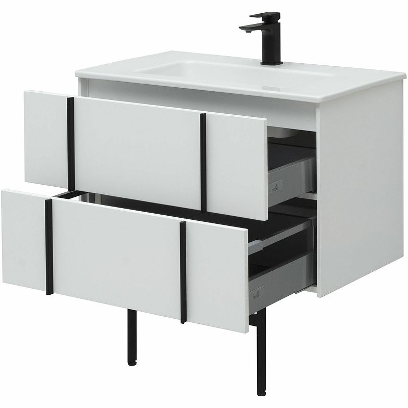 Мебель для ванной комнаты Allen Brau Reality 80 подвесная, белый матовый, раковина Fantasy Flat 82x47, без перелива, белая