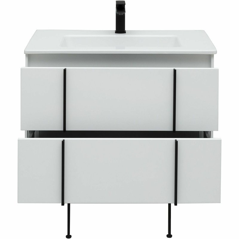 Мебель для ванной комнаты Allen Brau Reality 80 подвесная, белый матовый, раковина Fantasy Flat 82x47, без перелива, белая