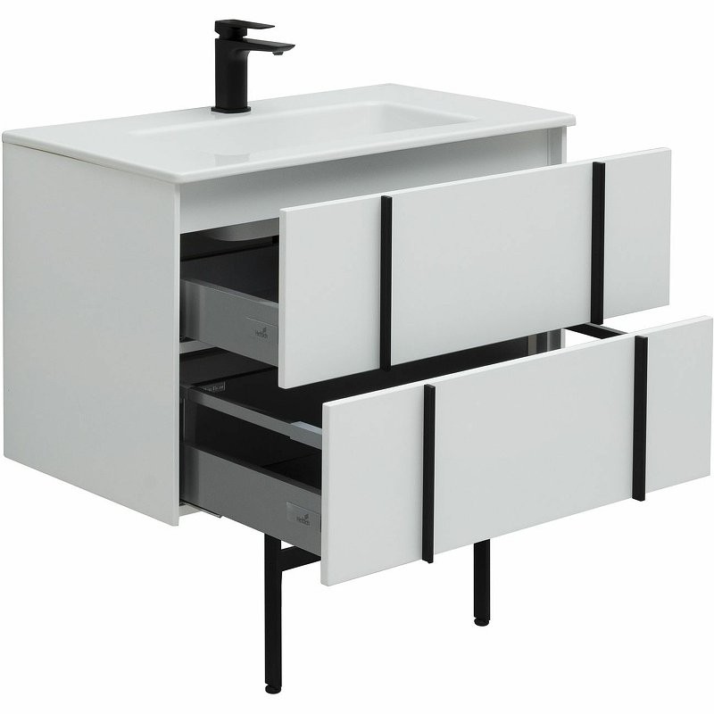 Мебель для ванной комнаты Allen Brau Reality 80 подвесная, белый матовый, раковина Fantasy Flat 82x47, без перелива, белая