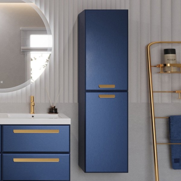 Шкаф пенал для ванной Cezares Eco 40 универсальный ручки сатиновое золото, sapfiro