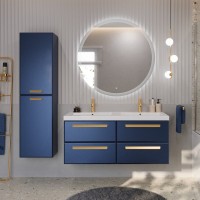 Шкаф пенал для ванной Cezares Eco 40 универсальный ручки сатиновое золото, sapfiro