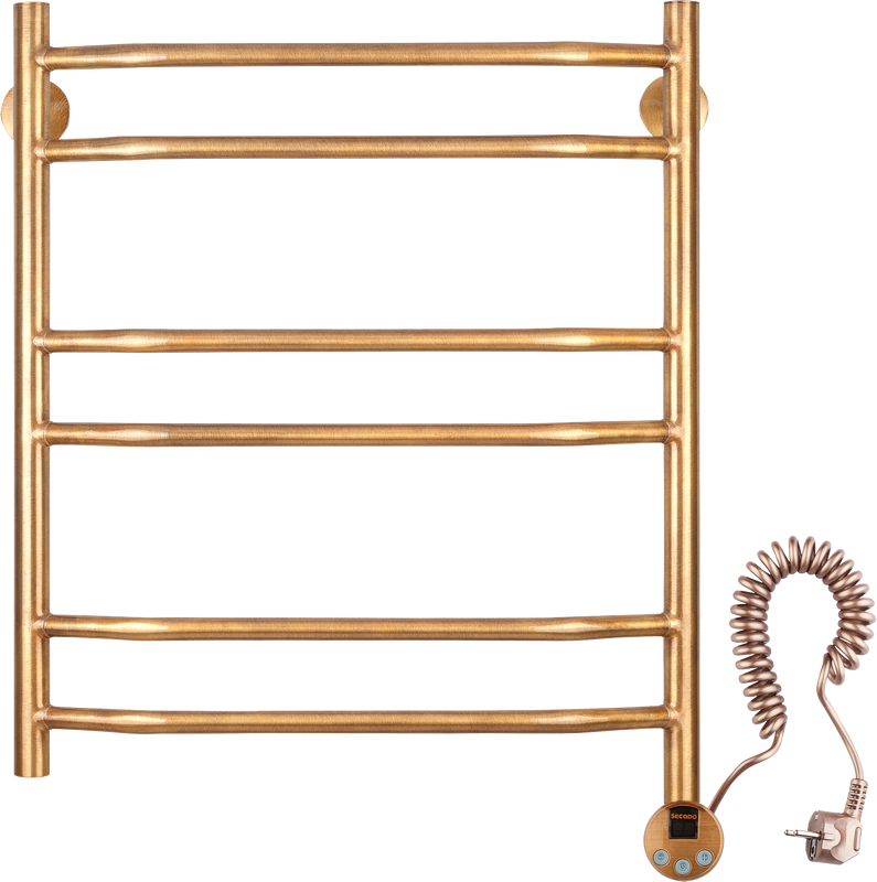 Полотенцесушитель электрический Secado Агата 4 75x55 см, подключение справа, бронза, лесенка, латунь