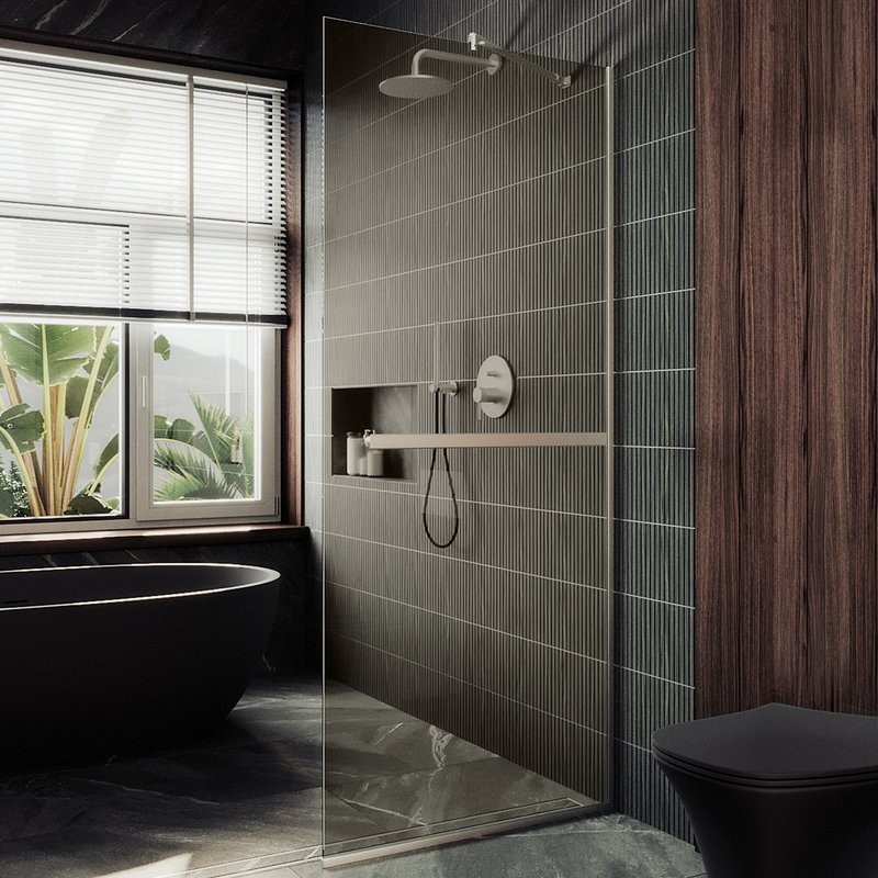 Душевая перегородка Maybahglass MGD-715-5у 119 см, профиль хром матовый, стекло бронза