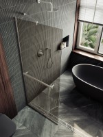 Душевая перегородка Maybahglass MGD-715-5у 119 см, профиль хром матовый, стекло бронза