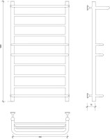 Полотенцесушитель водяной Secado Верона 2 100x55 см, матовый черный, лесенка, с полкой