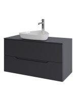 Тумба с раковиной Orange Line 100 подвесная, 2 ящика, матовый графит с раковиной B07-500W