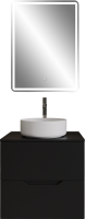 Мебель для ванной комнаты Orange Line 60 подвесная, 2 ящика, матовая черная с раковиной B09-360W
