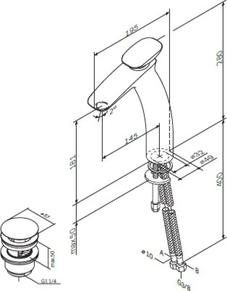 Смеситель для раковины AM.PM Spirit V2.0 F70A92200 с донным клапаном