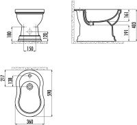 Биде напольное Creavit Klasik KL500-З0 карамель