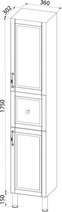 Шкаф пенал для ванной IDDIS Oxford 36 синий