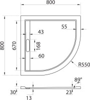 Поддон для душа Cezares TRAY-AS-R-80-30-W 80x80, с сифоном, белый