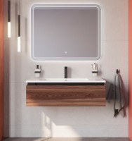 Мебель для ванной комнаты Cezares Slider 100 подвесная, 1 ящик, орех дымчатый