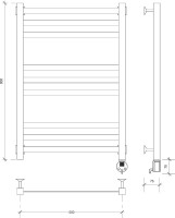 Полотенцесушитель электрический Secado Корсико 3 R 85x55 см, подключение справа, хром, лесенка