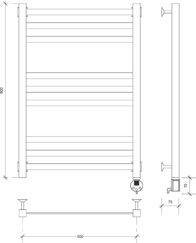 Полотенцесушитель электрический Secado Корсико 3 R 85x55 см, подключение справа, хром, лесенка