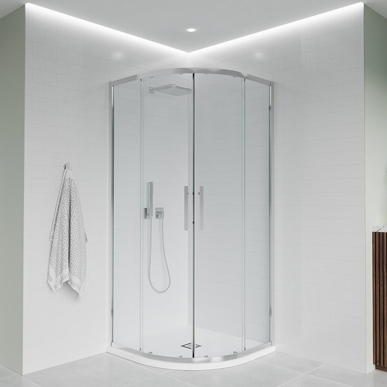 Душевой уголок Veconi Evo 200 CH 100х80 см, профиль глянцевый хром, стекло прозрачное