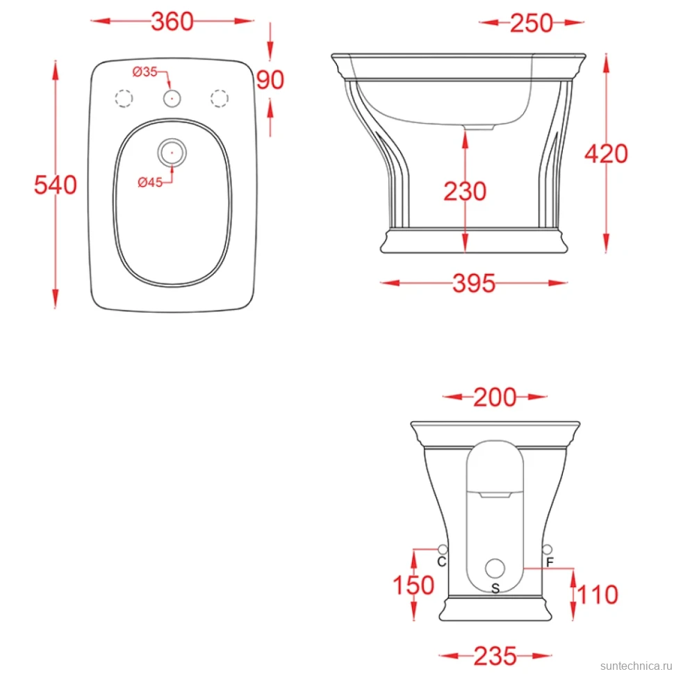 Биде напольное ArtCeram Civitas CIB002 01 00 белый