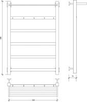 Полотенцесушитель водяной Secado Корсико 1 КСП 80х50 80x55 см, хром, лесенка, с полкой