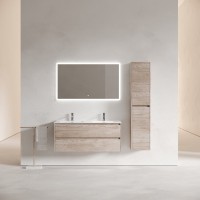 Тумба с раковиной Sancos Libra 120 двойная белая раковина CN7004, дуб галифакс натуральный