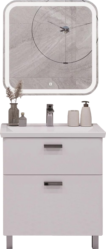 Мебель для ванной комнаты SanStar Gretta 60 напольная, белая, раковина Kirovit Фостер 60