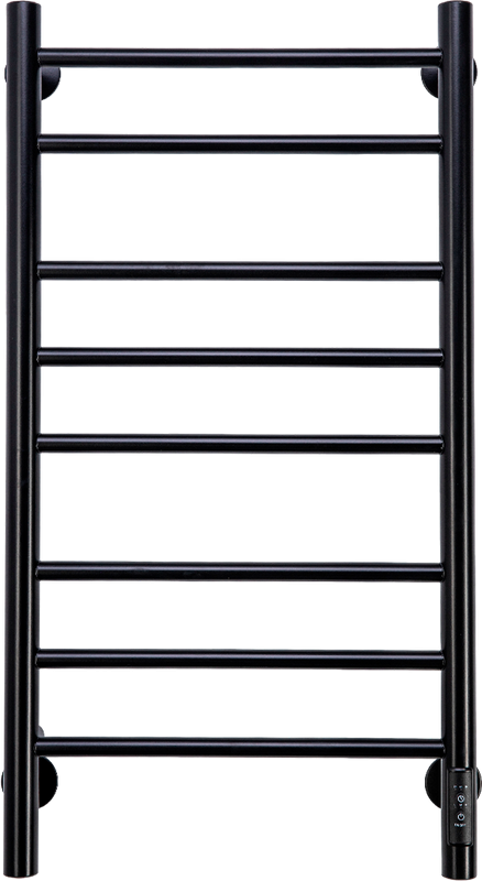 Полотенцесушитель электрический Comfysan Luce EC-8 80x45 см, подключение справа, слева, матовый черный, лесенка, из стали