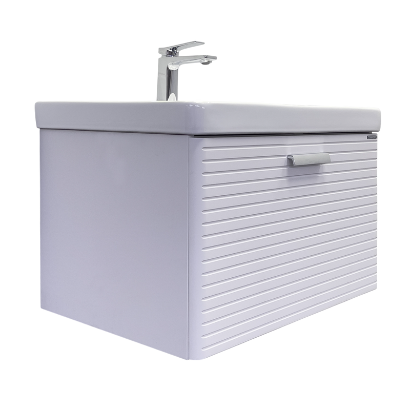 Тумба с раковиной Comforty Танжер 70П подвесная, матовая белая