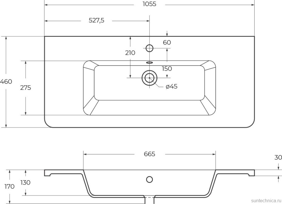 Мебель для ванной комнаты BelBagno Albano-Cer 105 подвесная, pino scania