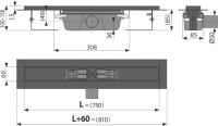 Душевой трап (лоток) AlcaPlast APZ1BLACK 75 см с решеткой