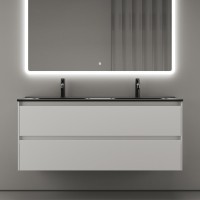 Тумба с раковиной Sancos Cento 120 см двойная, белый глянец, черная раковина