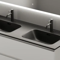 Тумба с раковиной Sancos Cento 120 см двойная, белый глянец, черная раковина