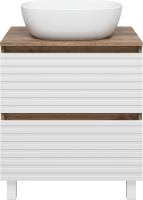 Тумба с раковиной Brevita Dakota 60 напольная, дуб галифакс олово, белый