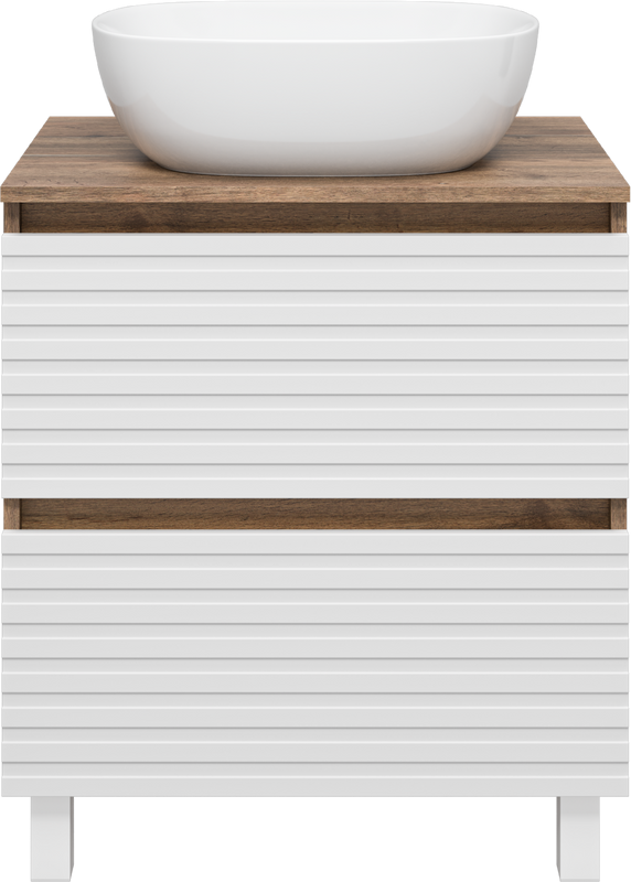 Тумба с раковиной Brevita Dakota 60 напольная, дуб галифакс олово, белый