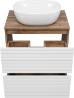 Тумба с раковиной Brevita Dakota 60 напольная, дуб галифакс олово, белый