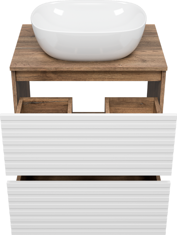 Тумба с раковиной Brevita Dakota 60 напольная, дуб галифакс олово, белый