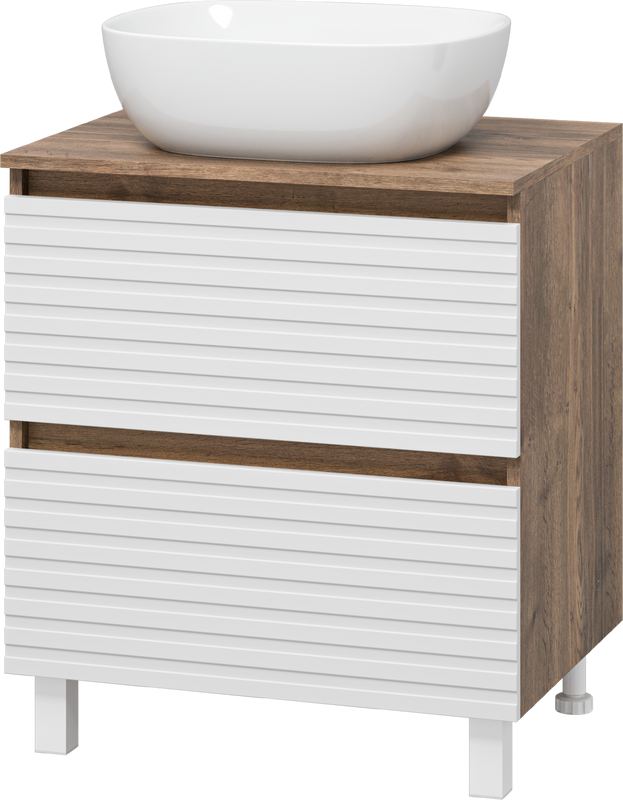 Тумба с раковиной Brevita Dakota 60 напольная, дуб галифакс олово, белый