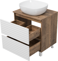 Тумба с раковиной Brevita Dakota 60 напольная, дуб галифакс олово, белый