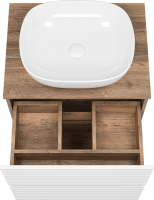 Тумба с раковиной Brevita Dakota 60 напольная, дуб галифакс олово, белый