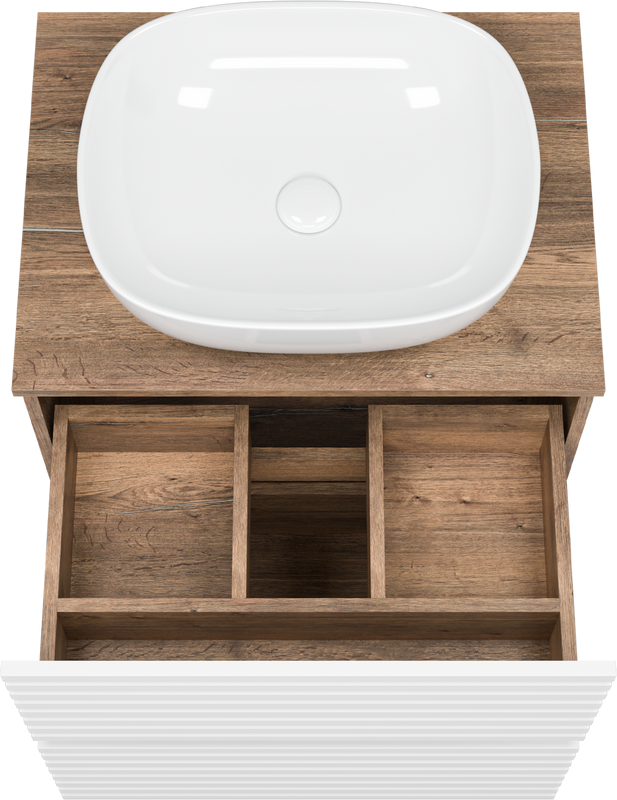 Тумба с раковиной Brevita Dakota 60 напольная, дуб галифакс олово, белый