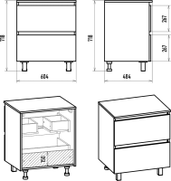 Тумба с раковиной Brevita Dakota 60 напольная, дуб галифакс олово, белый