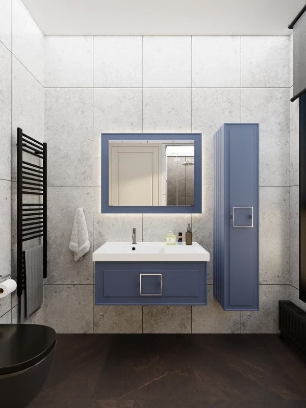 Зеркало La Fenice Cubo 80х60, синее матовое