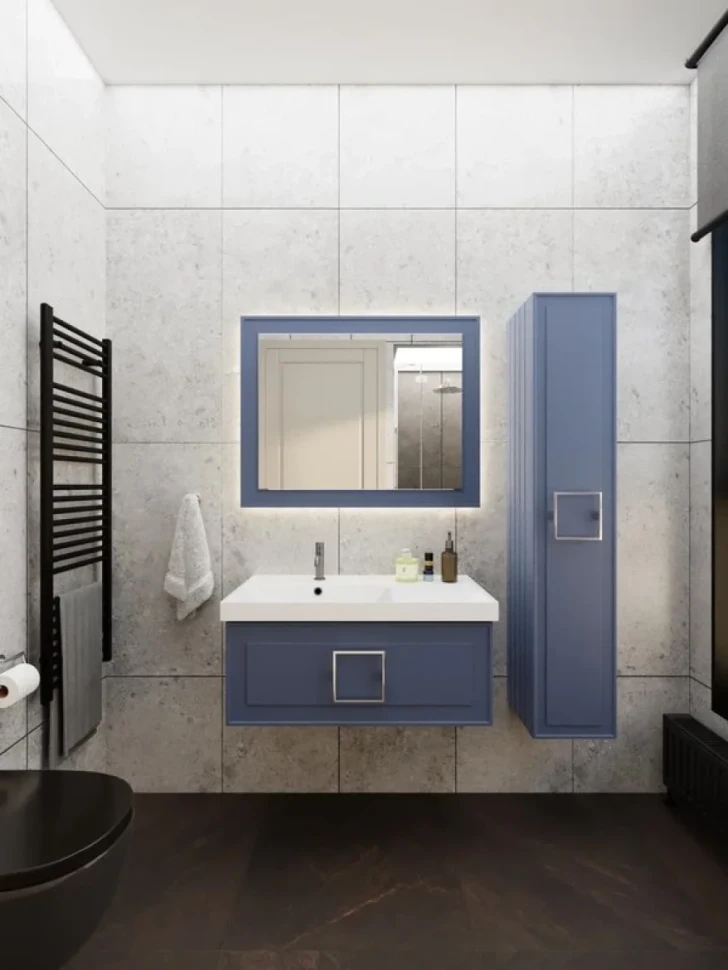 Зеркало La Fenice Cubo 80х60, синее матовое