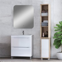 Мебель для ванной комнаты Vigo Grani 60 напольная, 2 ящика, белая, зеркало DIWO Кострома