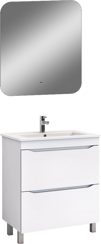 Мебель для ванной комнаты Vigo Grani 60 напольная, 2 ящика, белая, зеркало DIWO Кострома