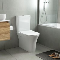 Унитаз-компакт напольный Bauedge Bau Spectrum LUX безободковый, с микролифтом, белый