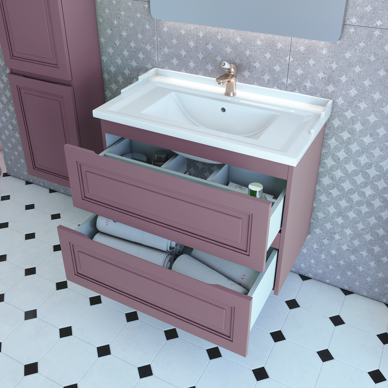 Тумба с раковиной Caprigo Wales Смальти 80 лиловая