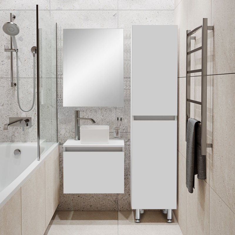 Тумба с раковиной Runo Бари 50 белая, раковина Uno 25